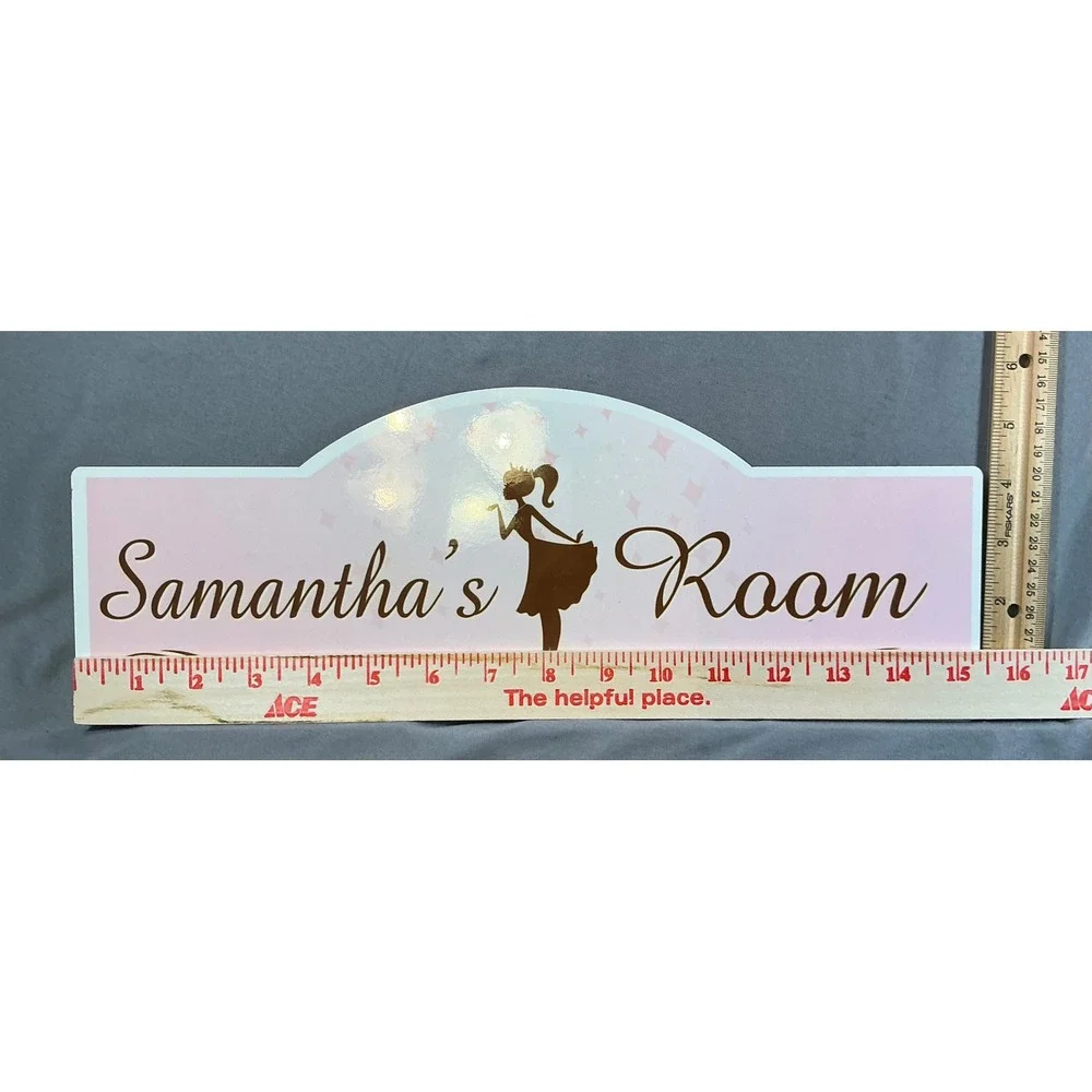 Samanthas Room Personalized Wall Sign Pink Princess Silhouette Plaque 16in
